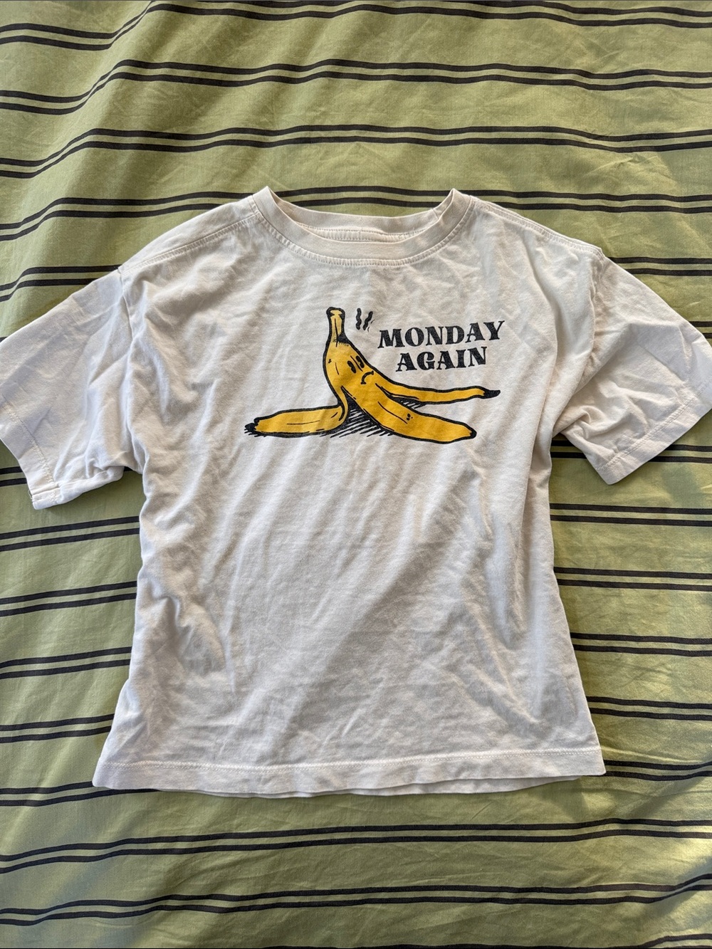 Baby Tee White 'Monday Again' Banana Graphic Tee